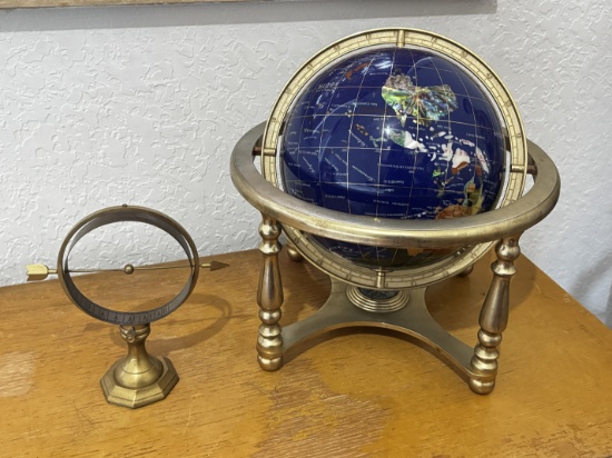 Blue Lapis Globe with Brass Armillary Sphere