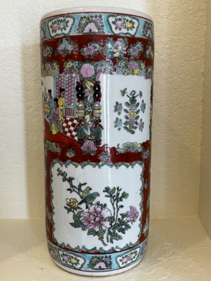 Chinese Famille Rose Porcelain Cylinder Vase