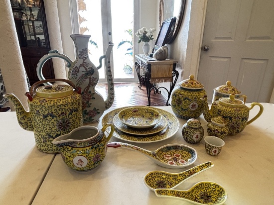 Yellow Floral Porcelain Tea Set