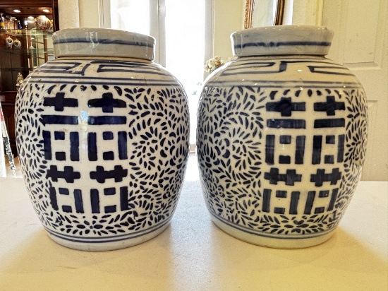 Blue & White Happiness Porcelain Jars