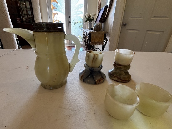 Alabaster Pitcher & Accessories Set