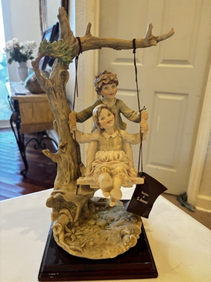 Vintage Capodimonte G. Armani "Children on Swing"
