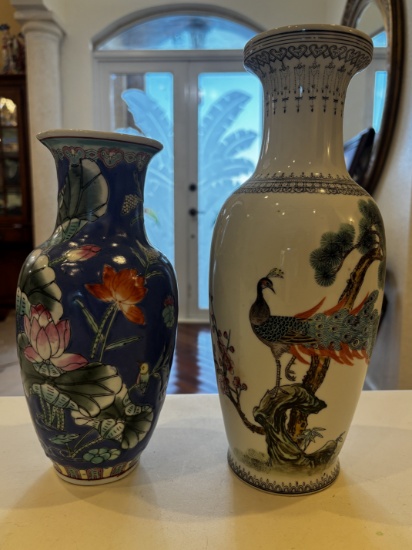 Hand-Painted Asian Porcelain Vases