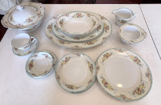 1930s Hand-Painted Fine China Set - 78 pcs