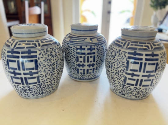 Blue & White Double Happiness Ginger Jar