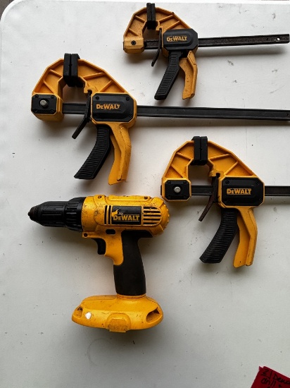 18V DeWalt Drill and Heavy Duty Clamps