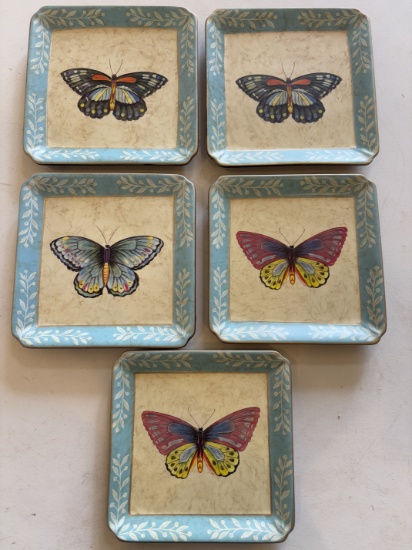 Butterfly-Themed Hand-Painted Ceramic Plates