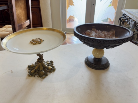 Elegant Gold and Marble Compote Centerpieces