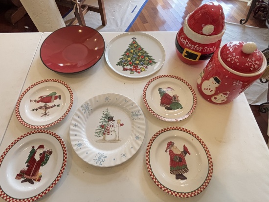 Festive Holiday Plates and Cookie Jars Collection
