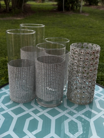 Elegant Rhinestone Glass Vases