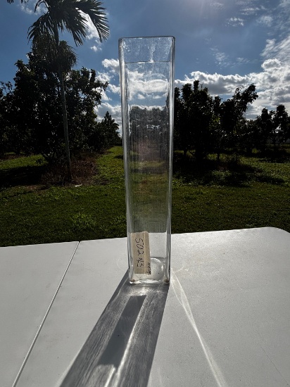 Clear Glass Square Vase 24" Tall Modern Decor
