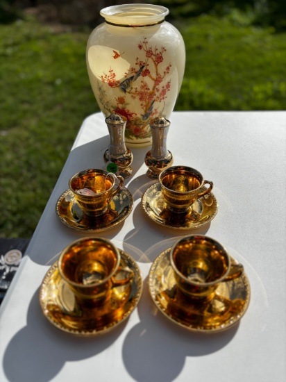 Vintage Homer Laughlin 24K Gold Tea Set & Vase
