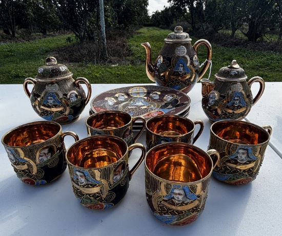 Stunning Vintage Hand-Painted Satsuma Tea Set