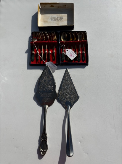 Vintage Thai Flatware Set & Silver Cake Servers