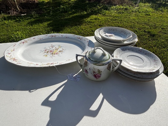Vintage Floral China Serving Set, Bavaria Bowl