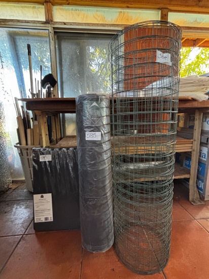 Rolls of Wire Fencing and Gardening Tools