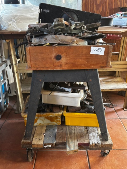 Rolling Workbench with Tools and Parts