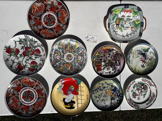 Vintage Asian Hand-Painted Porcelain Plates