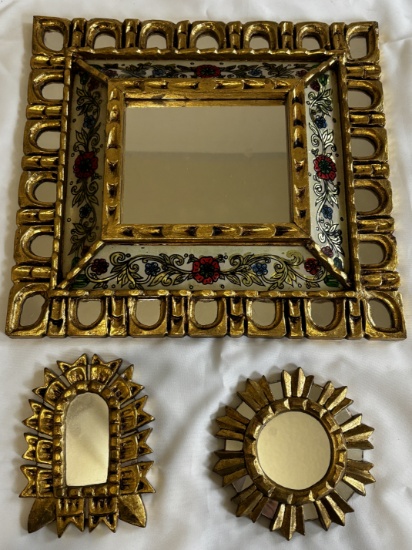 Handcrafted Gold-Tone Decorative Mirrors Set