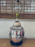 Hand-Painted Oriental Lamp with Intricate Designs