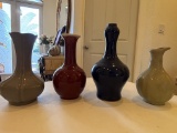 Glazed Ceramic Vases in Varied Colors