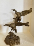 Antique Bronze Sculpture of Flying Ducks