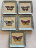 Butterfly-Themed Hand-Painted Ceramic Plates