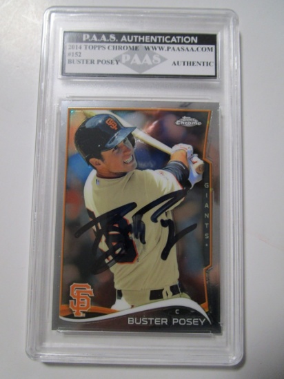 Buster Posey of the San Francisco Giants signed auto slabbed sportscard PAAS Holo Sticker 184