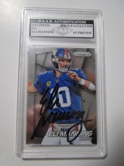 Eli Manning of the NY Giants signed autographed slabbed sportscard PAAS Holo Sticker 091