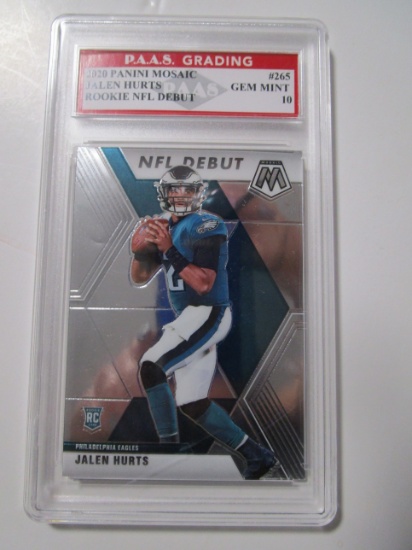Jalen Hurts Eagles 2020 Panin Mosaic ROOKIE NFL Debut #265 graded PAAS Gem Mint 10