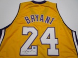Kobe Bryant of the LA Lakers signed autographed yellow basketball jersey TAA COA 734