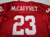 Christian McCaffrey of the San Francisco 49ers signed autographed football jersey PAAS COA 642