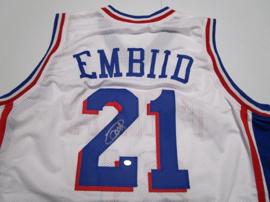 Joel Embiid of the Philadelphia 76ers signed autographed basketball jersey PAAS COA 400