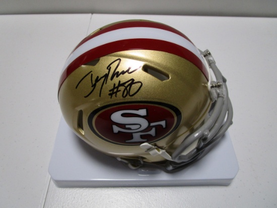 Jerry Rice of the San Francisco 49ers signed autographed mini football helmet PAAS COA 118