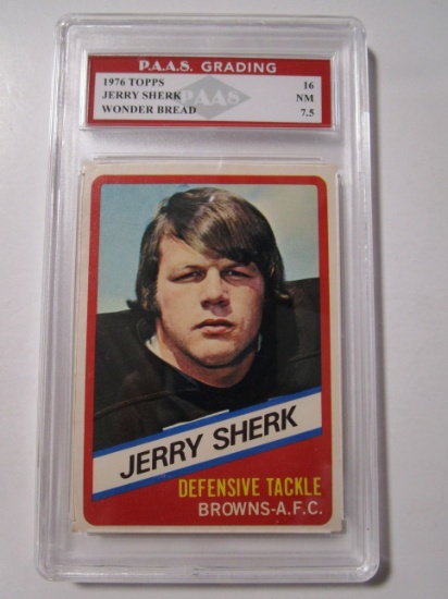 Jerry Sherk Browns 1976 Topps Wonder Bread #16 graded PAAS NM 7.5