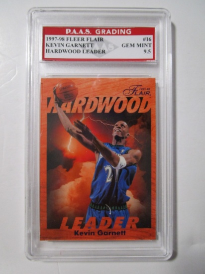 Kevin Garnett Timberwolves 1997-98 Fleer Flair Hardwood Leader #16 graded PAAS Gem Mint 9.5