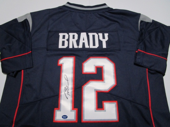 Tom Brady of the New England Patriots signed autographed football jersey TAA COA 755