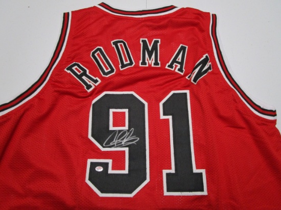 Dennis Rodman of the Chicago Bulls signed autographed basketball jersey PAAS COA 153