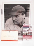 Sam Nolen of the Brooklyn Dodgers signed autographed index card w/8x10 photo JSA COA 785