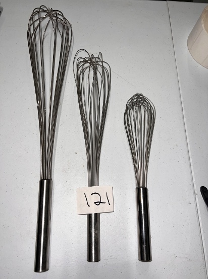 3 Assorted Size French Whips with Buss Bin