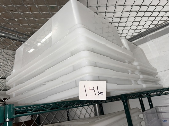 White Translucent Plastic Bins with Cover, 25" X 17" X 8 " Hi