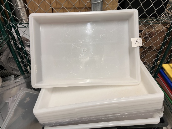 White and Clear Plastic Bins with Covers, 25" X 17" X 3"