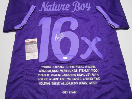 Ric Flair of the WWE 16xChampion signed custom jersey w/quote JSA COA 460