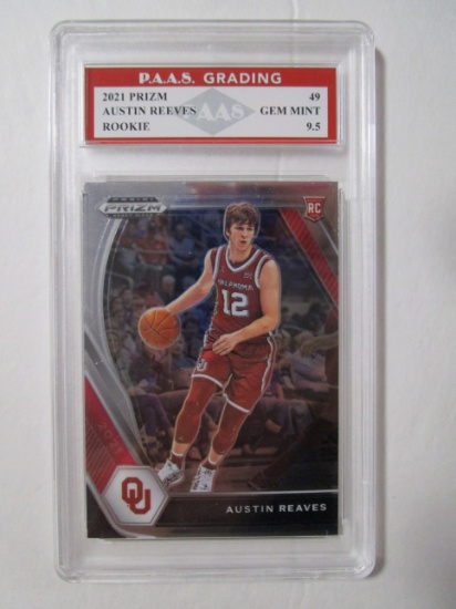 Austin Reeves Oklahoma 2021 Prizm ROOKIE #49 graded PAAS Gem Mint 9.5