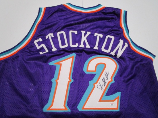 John Stockton of the Utah Jazz signed autographed basketball jersey PAAS COA 573
