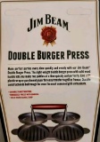 Jim Beam Non Stick Heavy Duty Aluminum Double Burger Grilling Patty Press New