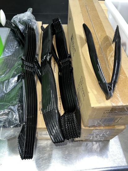 Box of Black Plastic Tongs, 12 Per Box