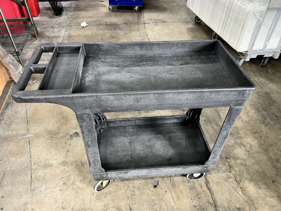 Black Uline 2 Tier Cart on Casters, 18" X 36"