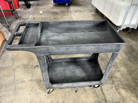 Black Uline 2 Tier Cart on Casters, 18" X 36"