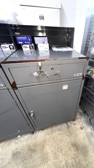 Grey  Warehouseman's Desk, 24" X 24" X 50, with Lockable Drawers, on Casters